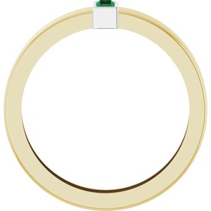 14K Yellow/White Gold Lab-Grown Emerald  Bezel-Set Ring Size 9 – image 2