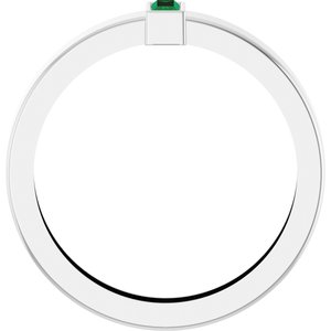 14K White Gold Lab-Grown Emerald  Bezel-Set Ring Size 9 – image 2