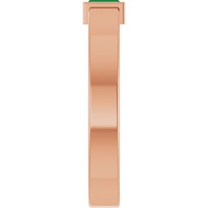 14K Rose Gold Lab-Grown Emerald  Bezel-Set Ring Size 9 – image 4