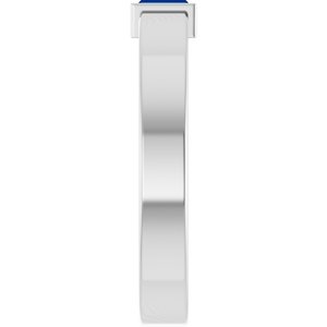 14K White Gold Lab-Grown Blue Sapphire  Bezel-Set Ring Size 9 – image 4