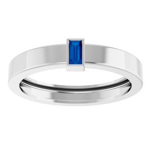 14K White Gold Lab-Grown Blue Sapphire  Bezel-Set Ring Size 10 – image 3