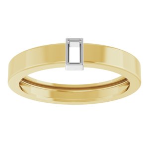 14K Yellow/White Gold 4x2 mm Straight Baguette Bezel-Set Ring Mounting Size 10 – image 6