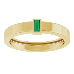 14K Yellow Gold Lab-Grown Emerald  Bezel-Set Ring Size 10 – image 3