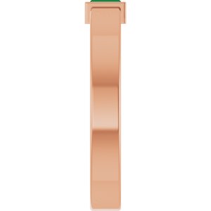 14K Rose Gold Lab-Grown Emerald  Bezel-Set Ring Size 10 – image 4