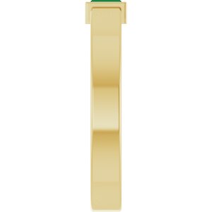 14K Yellow Gold Lab-Grown Emerald  Bezel-Set Ring Size 10 – image 4