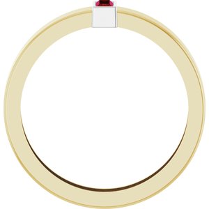 14K Yellow/White Gold Lab-Grown Ruby  Bezel-Set Ring Size 10 – image 2