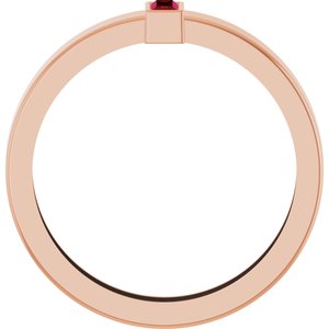 14K Rose Gold Lab-Grown Ruby  Bezel-Set Ring Size 10 – image 2