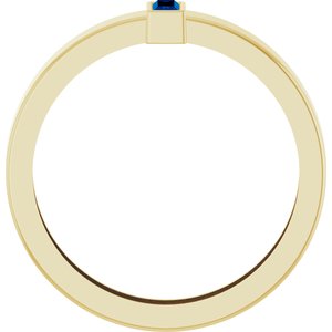 14K Yellow Gold Lab-Grown Blue Sapphire  Bezel-Set Ring Size 10 – image 2