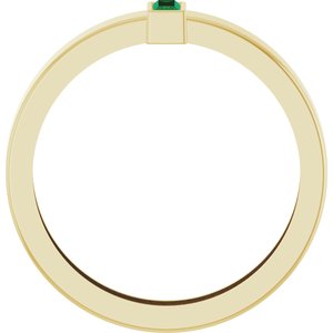 14K Yellow Gold Lab-Grown Emerald  Bezel-Set Ring Size 10 – image 2