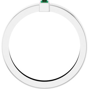 14K White Gold Lab-Grown Emerald  Bezel-Set Ring Size 10 – image 2
