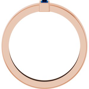 14K Rose Gold Lab-Grown Blue Sapphire  Bezel-Set Ring Size 10 – image 2