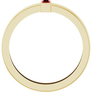 14K Yellow Gold Lab-Grown Ruby  Bezel-Set Ring Size 10 – image 2