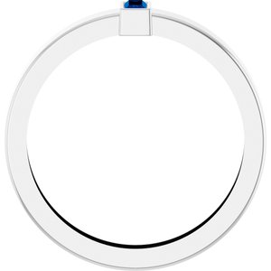 14K White Gold Lab-Grown Blue Sapphire  Bezel-Set Ring Size 10 – image 2