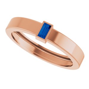 14K Rose Gold Lab-Grown Blue Sapphire  Bezel-Set Ring Size 10 – image 5