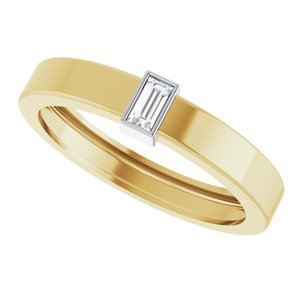14K Yellow/White Gold 4x2 mm Straight Baguette Bezel-Set Ring Mounting Size 10 – image 8
