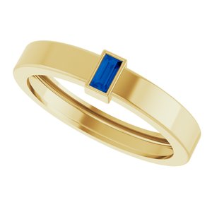 14K Yellow Gold Lab-Grown Blue Sapphire  Bezel-Set Ring Size 10 – image 5