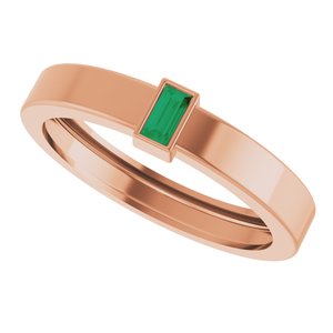 14K Rose Gold Lab-Grown Emerald  Bezel-Set Ring Size 10 – image 5