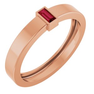 14K Rose Gold Lab-Grown Ruby  Bezel-Set Ring Size 10