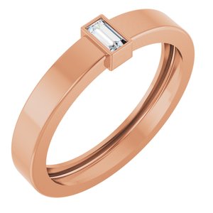 14K Rose Gold Natural Diamond  Bezel-Set Ring Size 10