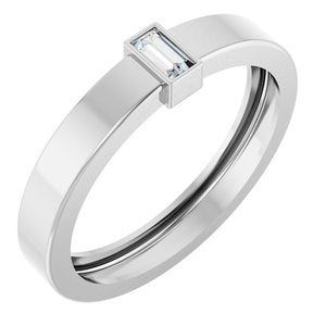 14K White Gold Lab-Grown Diamond  Bezel-Set Ring Size 10
