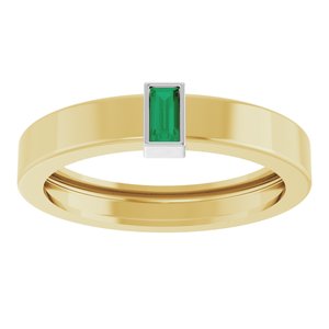 14K Yellow/White Gold Lab-Grown Emerald  Bezel-Set Ring Size 8.5 – image 3
