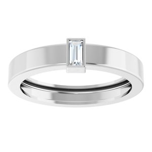 14K White Gold Natural Diamond  Bezel-Set Ring Size 8.5 – image 3