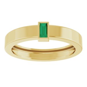 14K Yellow Gold Lab-Grown Emerald  Bezel-Set Ring Size 8.5 – image 3