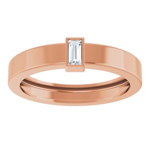 14K Rose Gold Natural Diamond  Bezel-Set Ring Size 8.5 – image 3
