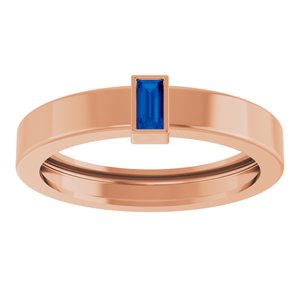 14K Rose Gold Lab-Grown Blue Sapphire  Bezel-Set Ring Size 8.5 – image 3
