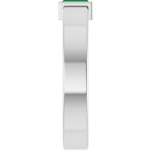 14K White Gold Lab-Grown Emerald  Bezel-Set Ring Size 5.5 – image 4