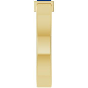 14K Yellow Gold Lab-Grown Blue Sapphire  Bezel-Set Ring Size 5.5 – image 4