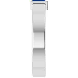 14K White Gold Lab-Grown Blue Sapphire  Bezel-Set Ring Size 5.5 – image 4