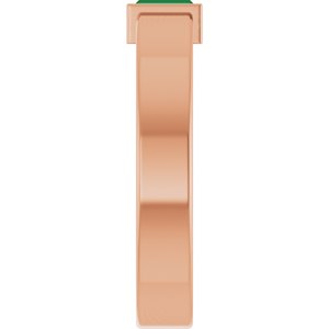 14K Rose Gold Lab-Grown Emerald  Bezel-Set Ring Size 5.5 – image 4
