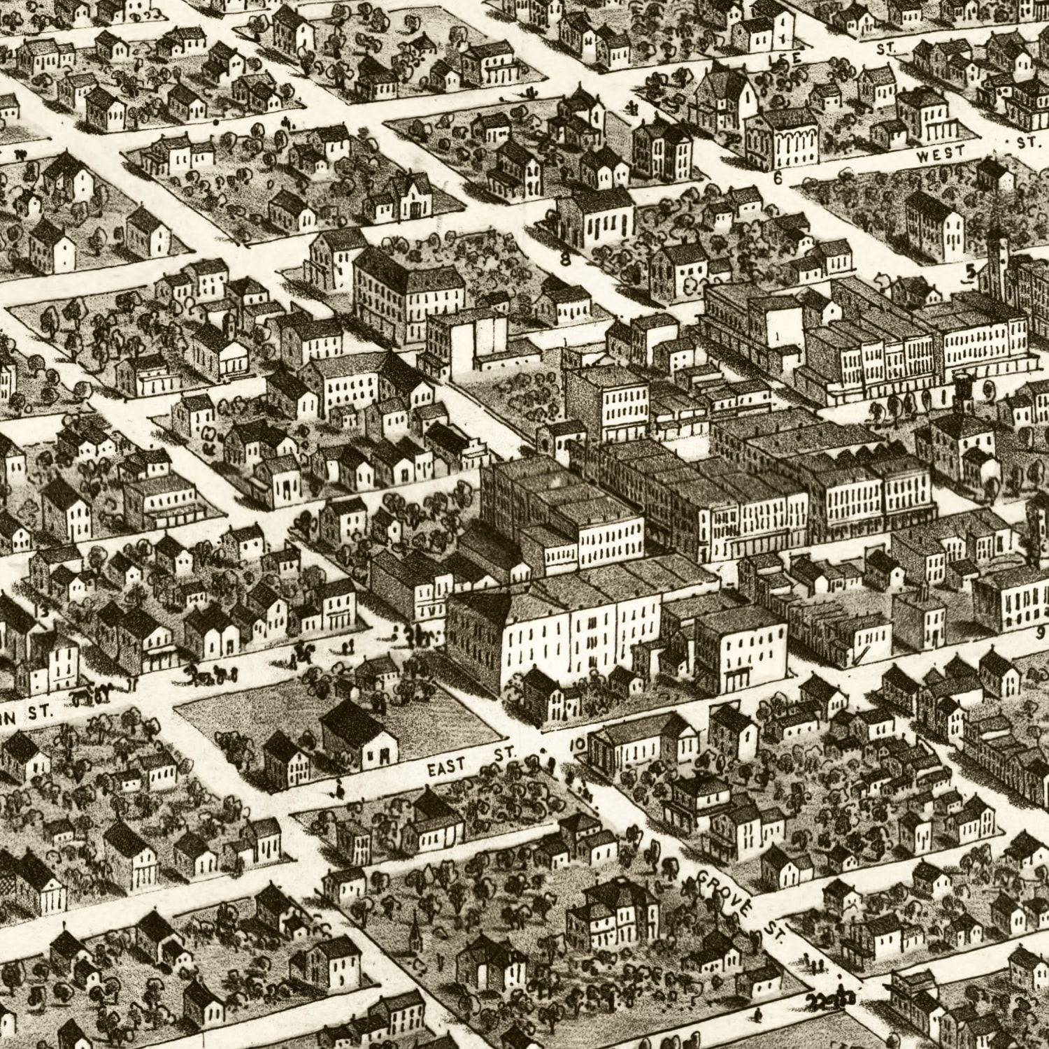 Vintage Map of Bloomington, Illinois 1867