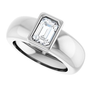 14K White Gold 6x4 mm Emerald Bezel-Set Lightweight Ring Mounting – image 8