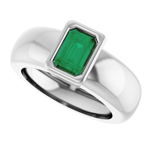 14K White Gold Lab-Grown Emerald Lightweight Ring – image 5