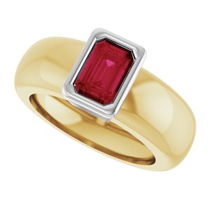 14K Yellow/White Gold Lab-Grown Ruby Lightweight Ring – image 5