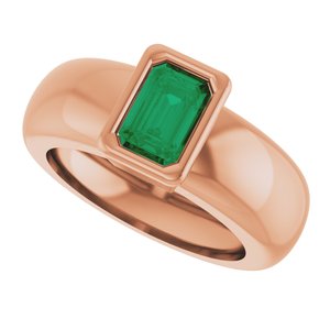 14K Rose Gold Lab-Grown Emerald Lightweight Ring – image 5