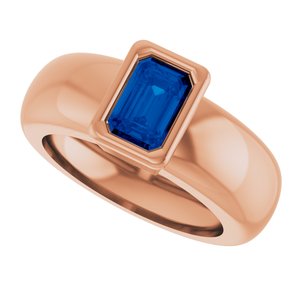 14K Rose Gold Lab-Grown Blue Sapphire Lightweight Ring – image 5