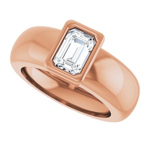 14K Rose Gold 6x4 mm Emerald Bezel-Set Lightweight Ring Mounting – image 8