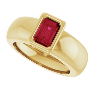 14K Yellow Gold Lab-Grown Ruby Lightweight Ring – image 5