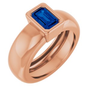 14K Rose Gold Lab-Grown Blue Sapphire Lightweight Ring