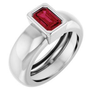 14K White Gold Lab-Grown Ruby Lightweight Ring