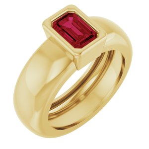 14K Yellow Gold Lab-Grown Ruby Lightweight Ring