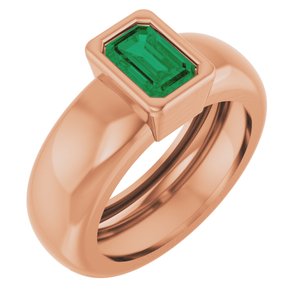 14K Rose Gold Lab-Grown Emerald Lightweight Ring