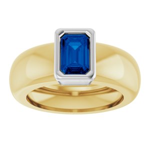 14K Yellow/White Gold Lab-Grown Blue Sapphire Lightweight Ring – image 3