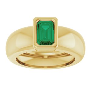 14K Yellow Gold Lab-Grown Emerald Lightweight Ring – image 3