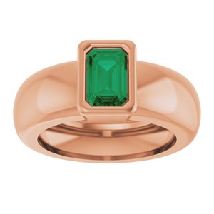14K Rose Gold Lab-Grown Emerald Lightweight Ring – image 3