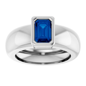 14K White Gold Lab-Grown Blue Sapphire Lightweight Ring – image 3