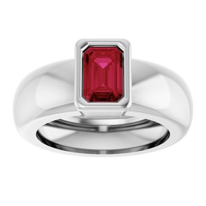 14K White Gold Lab-Grown Ruby Lightweight Ring – image 3